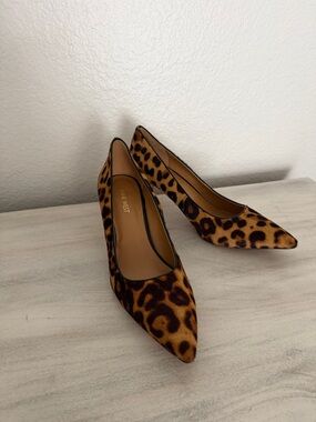 Nine West Margot Leopard-Print Pointed Toe Pumps / Pony Fur  Size 10